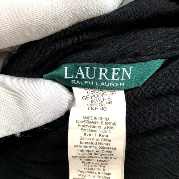 Lauren Ralph Lauren Crinkle Tunic Coverup Top Dress Womens XS Black (4) V-Neck - Picture 8 of 10